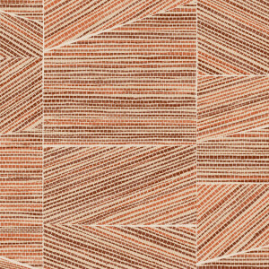 Geometrisch Arte-behang uit de Essentials Totem Infinity-collectie met een patroon van diagonale en horizontale lijnen in rood- en bruintinten.
