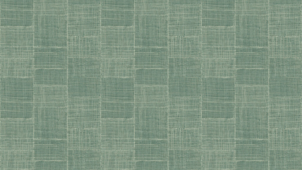 Groen Arte behangpatroon Essentials Totem Rabane 18920 met een geweven textuureffect in een rechthoekig raster.