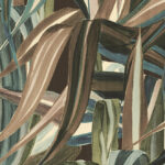 Abstract tropisch bladerpatroon in natuurlijke tinten op Arte behang Java 72011.