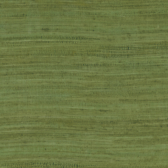 Groen Arte-behang uit de Expedition Tasar-collectie met een horizontale, zijdeachtige textuur.