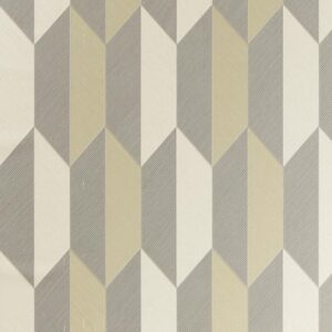 Geometrisch Arte-behang uit de Focus Arrow 26526 collectie met een patroon van driehoekige en pijlvormige vlakken in beige-, grijs- en crèmetinten.