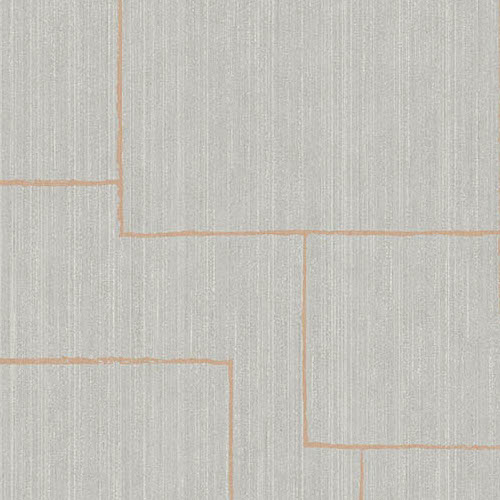 Grijs Arte-behang uit de Insolence Nerve 34601 collectie met een geometrisch patroon en koperkleurige lijnen.