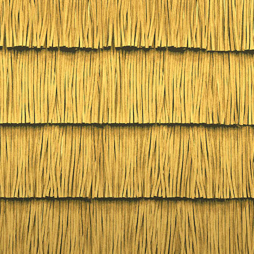 Goudgeel Arte-behang Insolence Swing 34661 met een textuur die doet denken aan overlappende stroken raffia.
