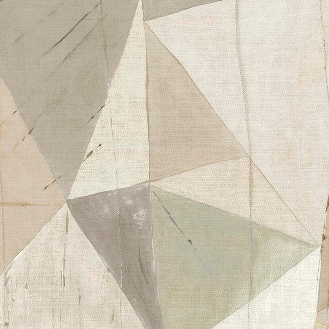 Geometrisch Arte behang uit de Tierra Savana collectie met abstracte driehoekvormen in aardetinten.
