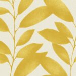 Geel bladmotief op lichtbeige achtergrond uit de Arte-behangcollectie Joy 22, Blooming Marvellous.