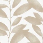 Beige bladmotief op wit behang uit de Arte Joy 23 Blooming Marvellous collectie.
