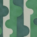 Abstract patroon van het Arte-behang Joy31 Puzzle of Passion in groene en blauwgroene puzzelvormen op een lichtgrijze achtergrond.