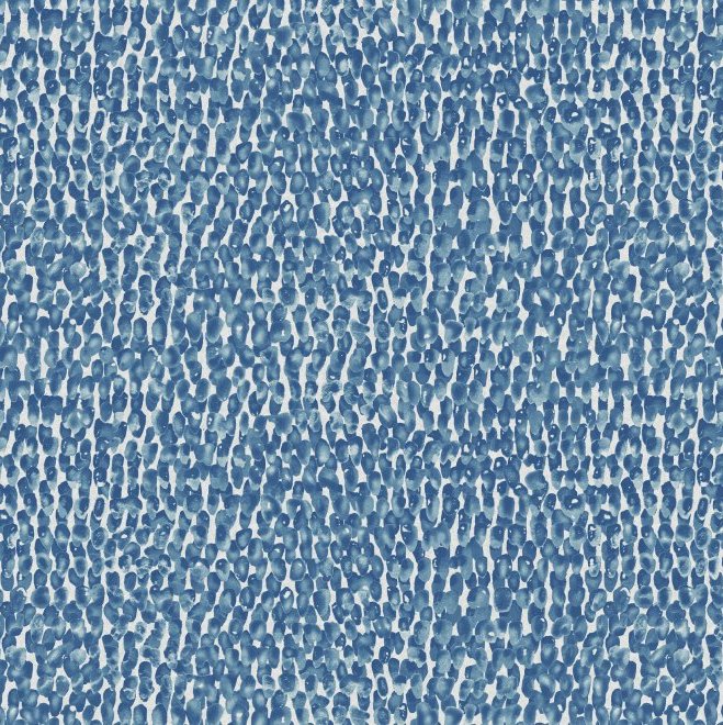 Blauw Arte-behang Joy45 Join the Dots met een patroon van onregelmatige, geschilderde stippen.
