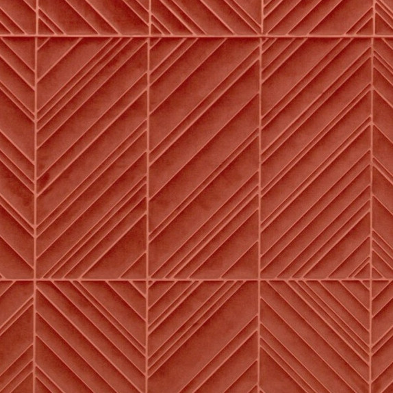 Rood Arte-behang Kanso Iki 72511 met een geometrisch reliëfpatroon van diagonale lijnen.