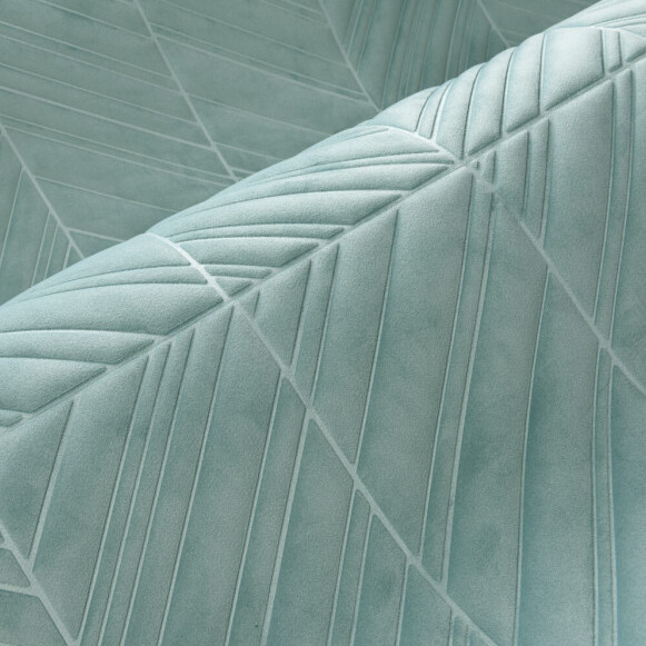 Detail van het Arte-behang Kanso Iki 72512 met reliëfstructuur en geometrisch lijnpatroon in zachtgroene tint.