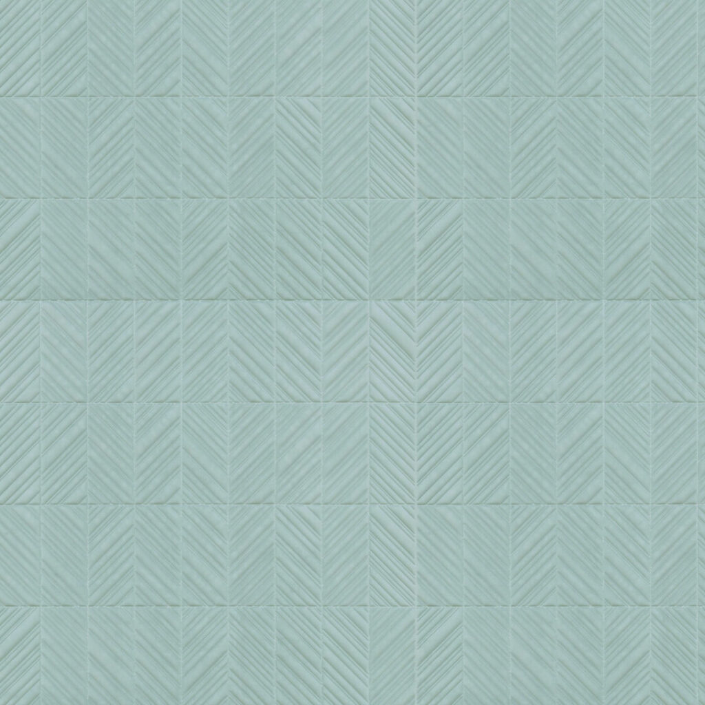 Lichtblauw Arte behang Kanso Iki 72512 met een subtiel geometrisch visgraatpatroon.