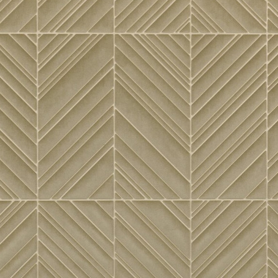 Geometrisch Arte-behang Kanso Iki 72514 met reliëf en een patroon van schuine lijnen in beige tinten.