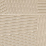 Beige Arte-behang Kanso Shibumi 72531 met een reliëfpatroon van diagonale en rechte lijnen in geometrische vlakken.