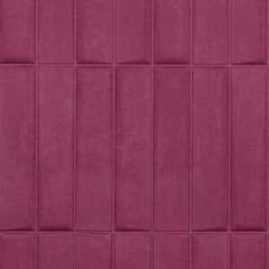 Diep paarse Arte Kanso Yugen 72500 Damson behang met een patroon van verticale, rechthoekige panelen.