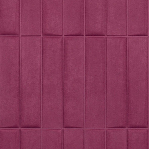 Diep paarse Arte Kanso Yugen 72500 Damson behang met een patroon van verticale, rechthoekige panelen.