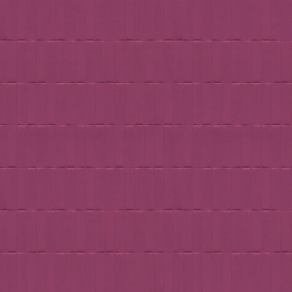 Dieproze Arte-behang met het Kanso Yugen 72500-patroon van verticale en horizontale stroken in een gestructureerde, repetitieve opmaak.