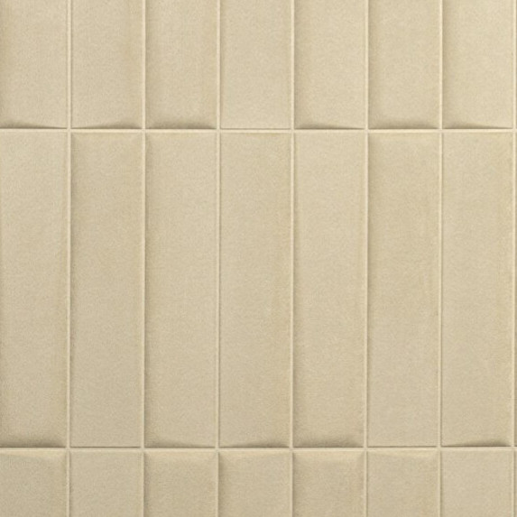 Beige Arte-behang uit de Kanso Yugen collectie met een gestructureerd patroon van verticale en horizontale lijnen in de kleur Rattan.