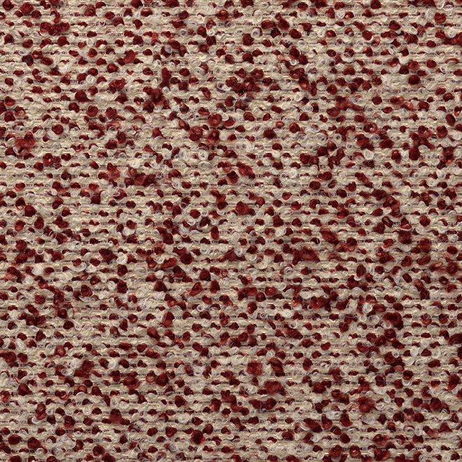 Gedetailleerd close-up van Arte behang Kharga Atacama in de kleur Flaming Red met een rood gemêleerde textuur op een beige achtergrond.