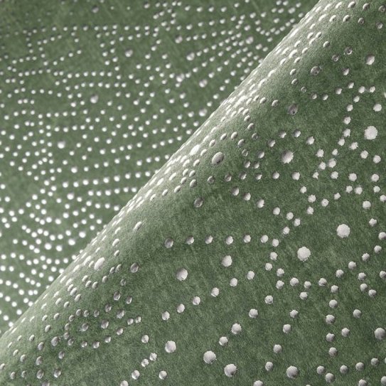 Groen Arte Kharga Gobi 74032 behang met een glinsterend, stipvormig patroon in reliëf.