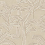 Beige Arte-behang uit de Lanai Kailua 81501 collectie met een grafisch patroon van gestileerde bladeren in bamboe-look.