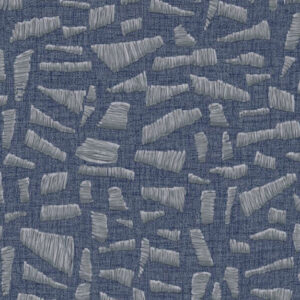 Abstract blauw Arte-behang Lanai Kona 81560 met grijze, textiele vormen in onregelmatig patroon.