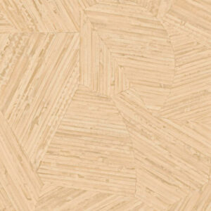 Beige Arte-behang Lanai Mauna 81511 met een geometrisch patroon van houtstructuur en diagonale lijnen.