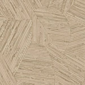 Beige Arte-behang Lanai Mauna 81512 met geometrisch patroon en houtstructuur.