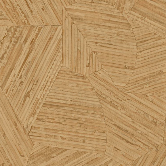 Behangpatroon Arte Lanai Mauna 81516 met geometrische vormen en een natuurlijke houtstructuur.