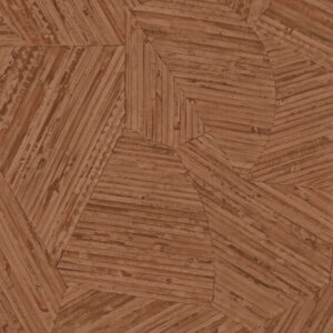 Close-up van het Arte behang Lanai Mauna 81519 met een geometrisch patroon in warme, roodbruine tinten.
