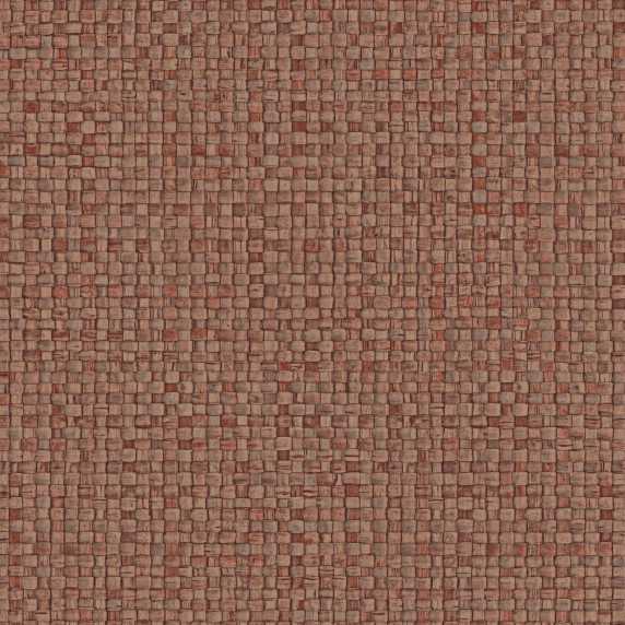 Textuur van het Arte behang Lanai Puna 81540 in bordeauxrood met een geweven, vierkant patroon.