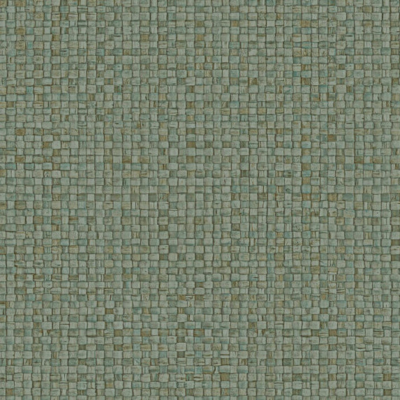 Groenblauw Arte-behang Lanai Puna 81544 met een geweven textuurpatroon.