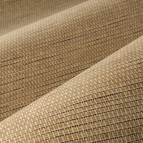 Close-up van het Arte behang Le Papier Tissé Buningh met een geweven textuur in een natuurlijke beige tint.