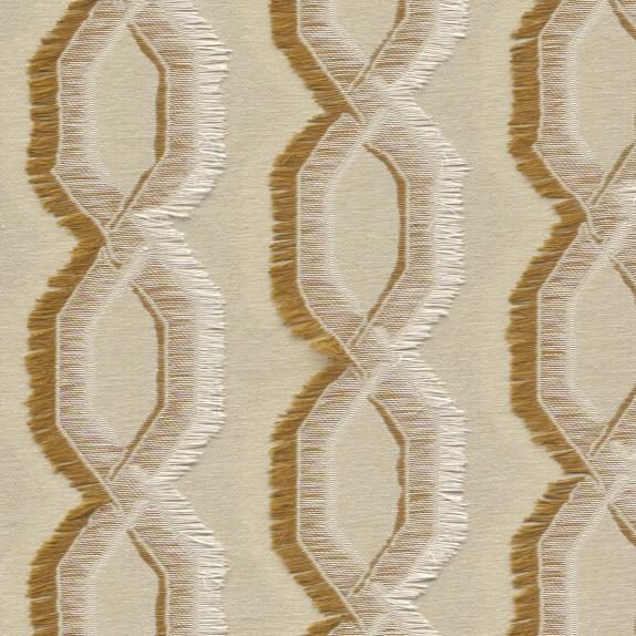 Beige Arte-behang Le Couturier Franges 58523 met een zigzaggend franjespatroon in reliëf.