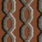 Bruin Arte-behang uit de Le Couturier Franges collectie met een grafisch patroon van verweven lijnen en franjes.