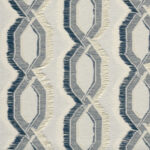 Textuur van Arte-behang Le Couturier Franges 58525 met een geometrisch patroon en franjes in grijs- en crèmetinten.