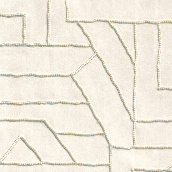 Lichtbeige Arte-behang uit de Le Couturier-collectie met abstract patroon van reliëflijnen in het ontwerp La Dérive.