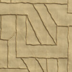 Close-up van het bronzen Arte behang Le Couturier La Dérive met een abstract patroon van verhoogde, golvende lijnen.