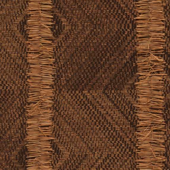 Bruin Arte-behang La Dérive 58510 Caramel met geweven textuur en verticale franjes.