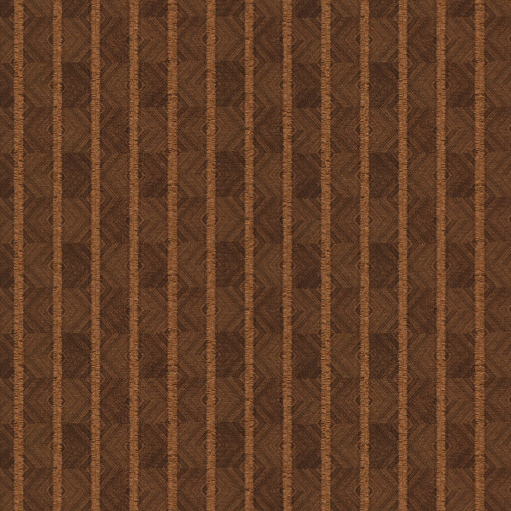 Bruin Arte-behang uit de Le Couturier Majesto 58510 collectie met een verticaal geometrisch patroon en textiele structuur.