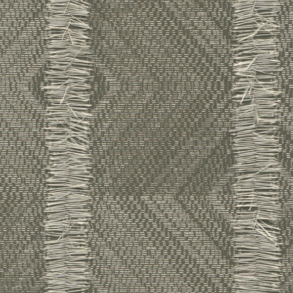 Beige en taupe Arte-behang Majesto 58511 Latte met geweven textuur en verticale franjes.