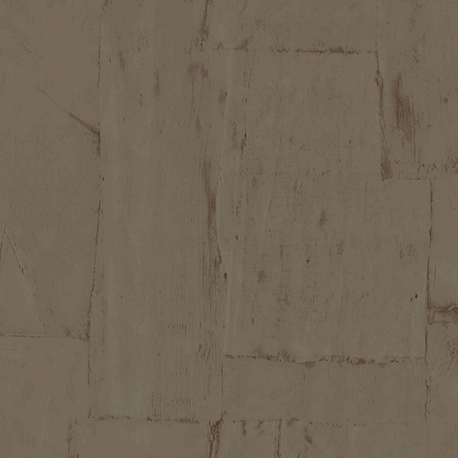 Bruin Arte-behang uit de Oblong-collectie met een patroon van grove, rechthoekige textuurvlakken.
