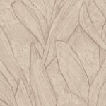 Beige Arte behang uit de Piante-collectie met een reliëfstructuur van abstracte bladmotieven.