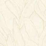 Lichtbeige Arte behang uit de Piante-collectie met een subtiel bladmotief in reliëf.