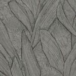 Grijs Arte behang uit de Piante 42524 collectie met een abstract bladmotief en structuur.