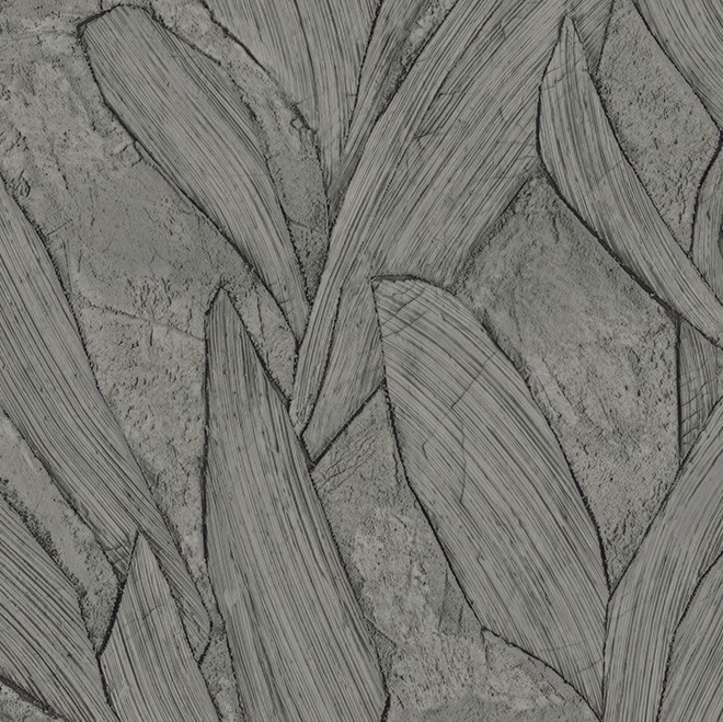 Grijs Arte behang uit de Piante 42524 collectie met een abstract bladmotief en structuur.