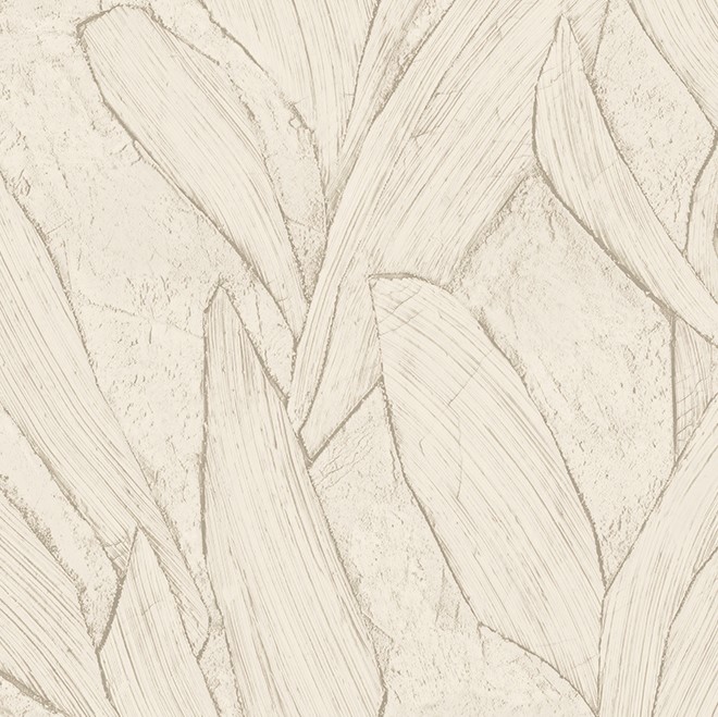 Beige behang met een abstract bladpatroon uit de Arte Piante collectie, model 42526.