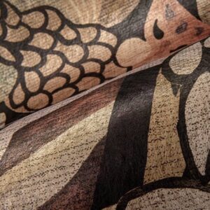 Detailopname van het Arte Terra Tropicana behang uit de Decors & Panoramiques collectie met tropisch patroon en glanzende textuur.