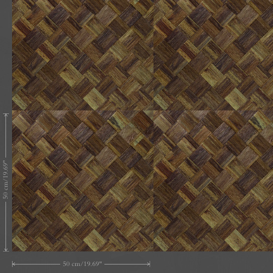 Vierkante patroonweergave van het Arte behang Tinto 48002 Moss uit de Les Forêts collectie met een geweven houtlook in bruintinten.