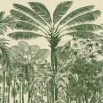 Gedetailleerde illustratie van tropische vegetatie uit het Arte-behang Valle de Viñales uit de Decors & Panoramiques collectie.