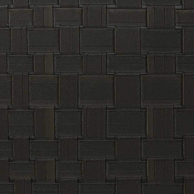 Donkerbruin Arte Weave-31572 behang met een strak geweven patroon in lederlook.